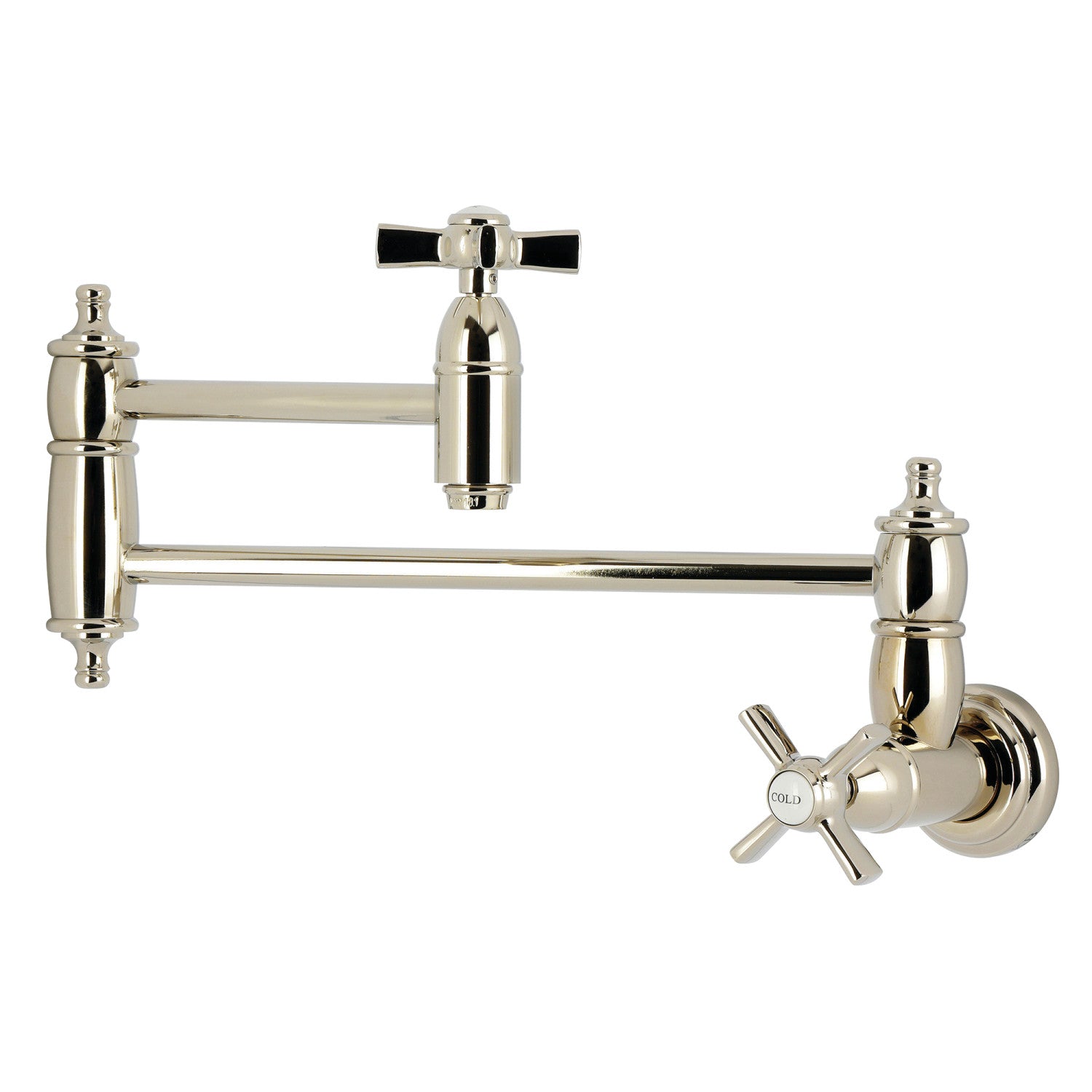 Kingston Tulare KS3106ZX - Millennium Two-Handle 1-Hole Wall Mount Pot Filler Faucet, Polished Nickel — image 1